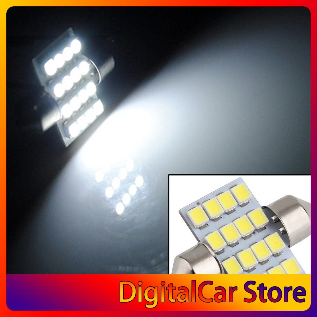 

Newest 16 SMD LED 1210 31mm Auto Interior Dome Festoon Bulb Car Light Reading Lamp White DC 12V Vehicle Lamp Door Light Source