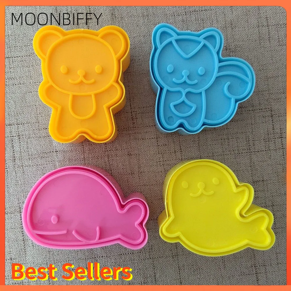 

4Pcs/set Cute Samll Dolphin Samll Seal Squirrel Bear Sandwich Cookie Mold Cutters Cutter Cookie Cake Decorating Moulds Tools
