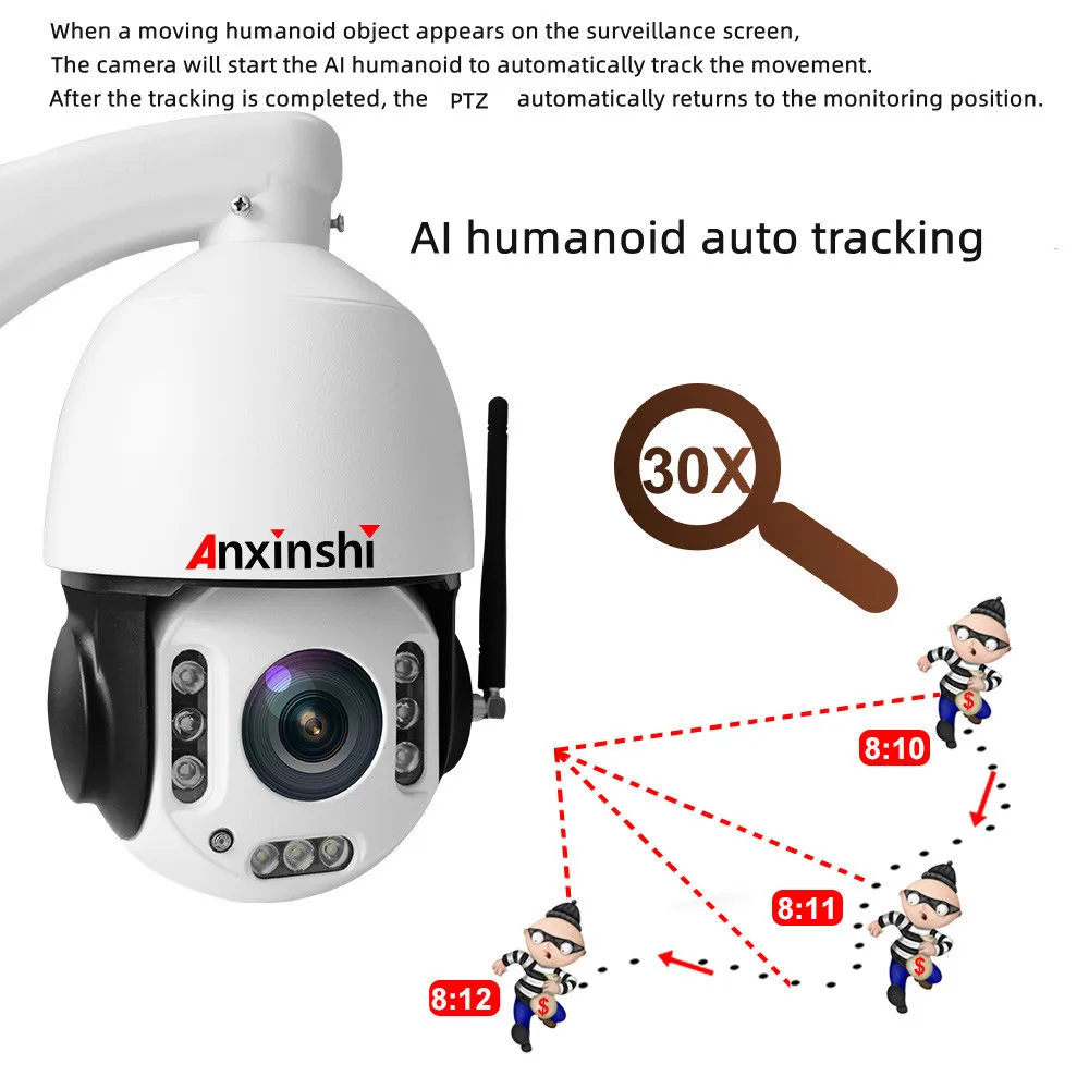 Скидка Камера Наружного видеонаблюдения с датчиком Sony, 4K Wi-Fi, 8 Мп, PTZ, 30-кратное увеличение, 5 МП, 2 Мп, H.265, P2P, ONVIF