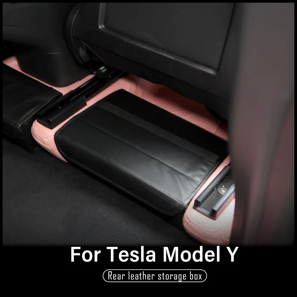 

New Leather Storage Box For Tesla Model Y 2021 Accessories Under Rear Seat Storage Box For Model Y 2021