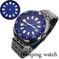 New Original 44mm Men's Casual Fashion Automatic Watch Silver Stainless Steel Solid Case Blue Dial Sapphire Glass NH35A Movement