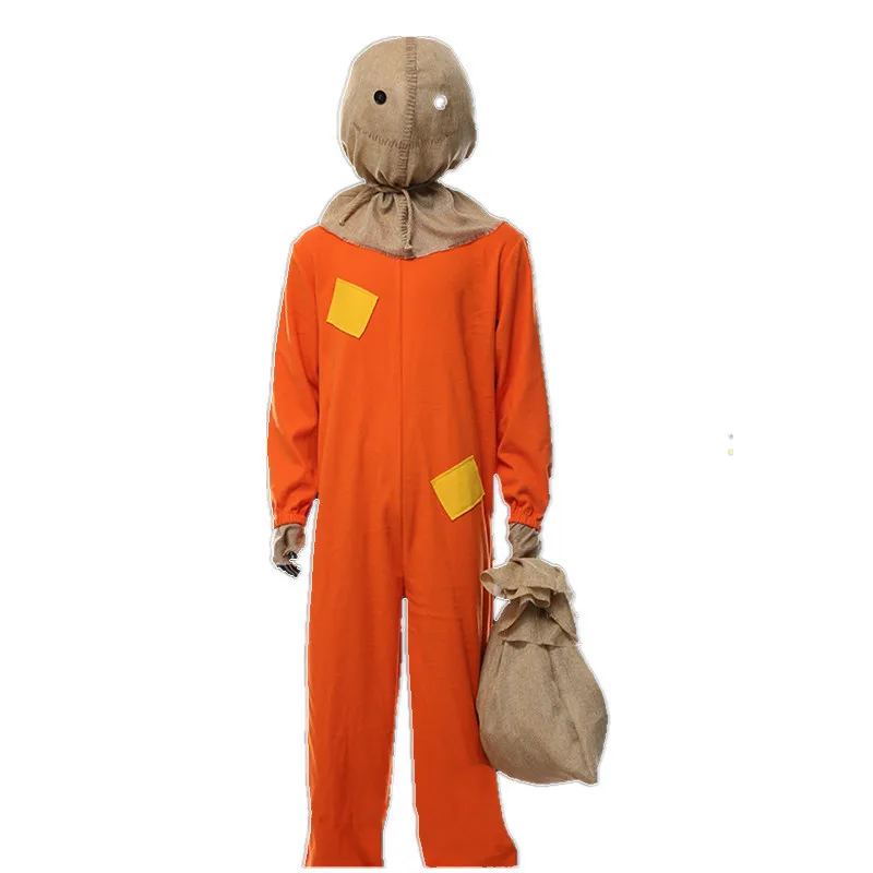 

Movie Sam Cosplay Costume Trick or Treat Orange Pumpkin Halloween Party Carnival Uniform Jumpsuit Role Christmas Play