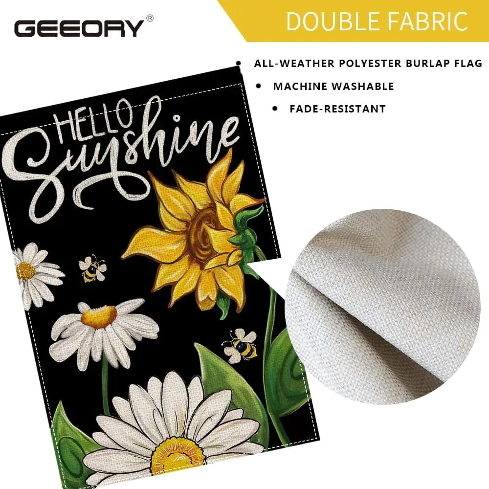 GEEORY летний садовый флаг 12 5x18 дюймов цветочный декоративный двусторонний Hello Sunshine