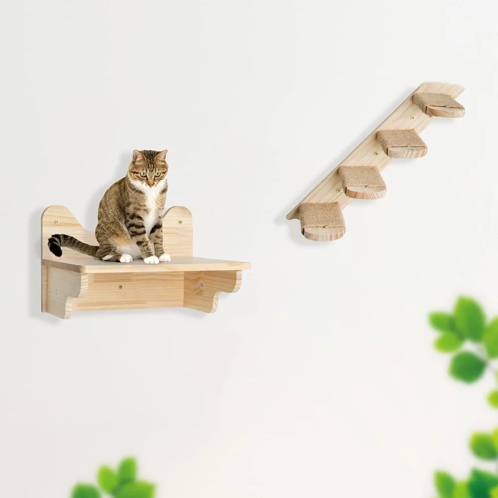 

Гамак или платформа для кошек, настенный гамак с сизальными ступеньками и когтеточкой, подходит для скалолазания и сна, 1 шт.