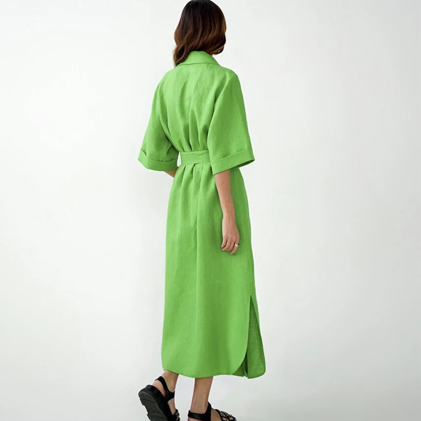 Summer Short Sleeve Robe Cotton and Linen Pajamas Long Bathrobe Loose Housewear Women Nightgown Night Wears for Woman Robes