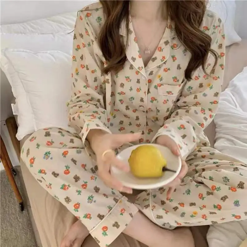 

Women Autumn New Daily Leisure Home Clothes Print Two Piece Suit Long Sleeve Soft Comfortable Loose Casual Loungewear Pajama Set