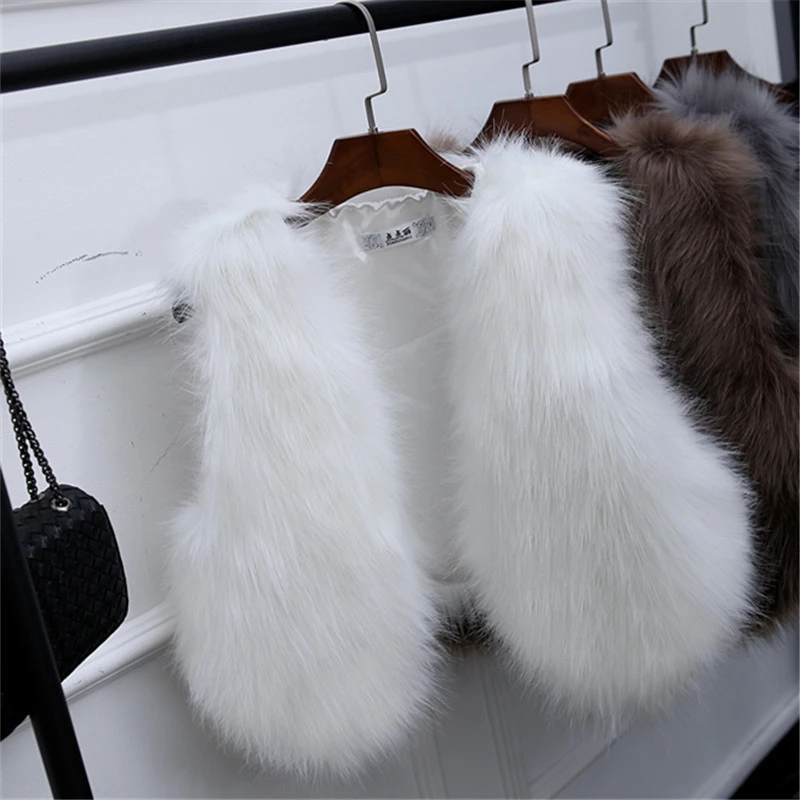 Women's Fur Vest Autumn Winter Thermal Short Plush Jacket 2022 New Faux Mink Fur Fashion Fluffy Coat V-Neck Warm Fur Teddy Coat