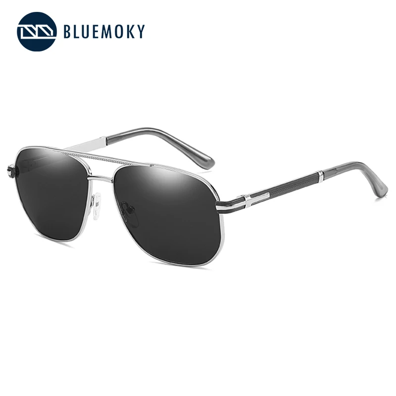 

BLUEMOKY Men Aviator Polarized Sunglasses for Double Bridge Frame 100% UV400 Protection Fashion Pilot Shade Sun Glasses 2023