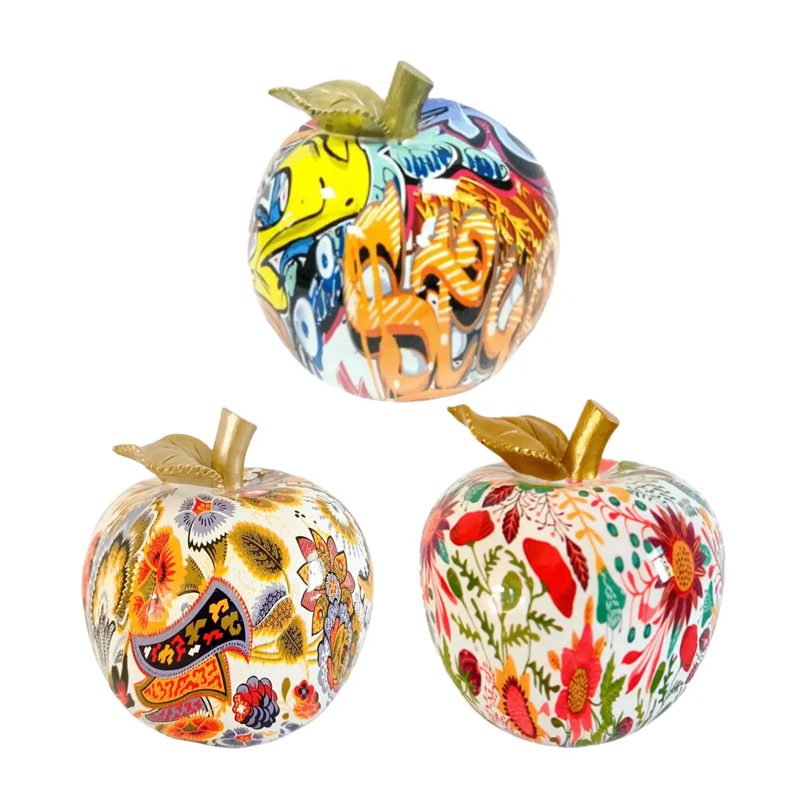 

Graffiti Apple Statues Art Statue Home Decoration Collectible Nordic Apple Statue for Entryway Office Bookshelf Kitchen Birthday