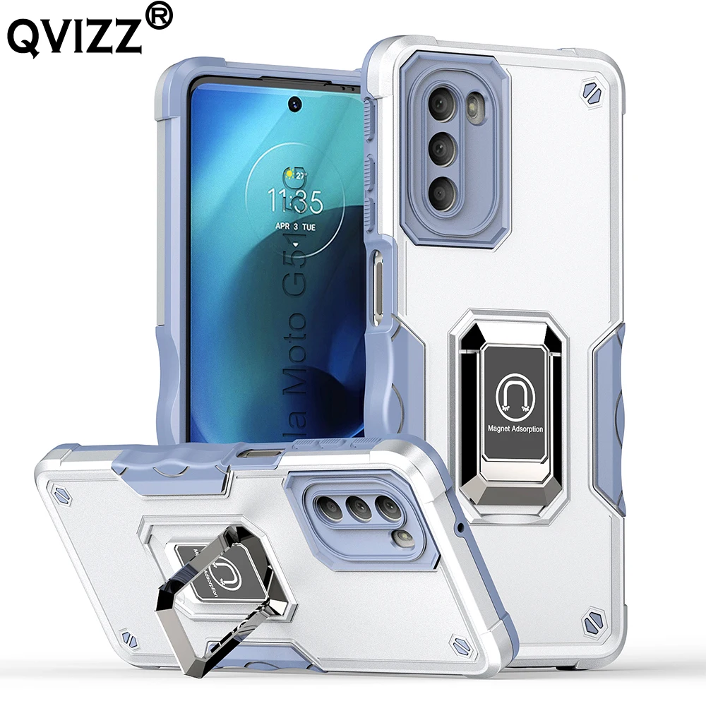 

Luxury Case for Motorola Moto G51 5G Car Magnetic Ring Holder Armor Shockproof Soft Edges Hard Phone Cover MotorolaG51 MotoG51