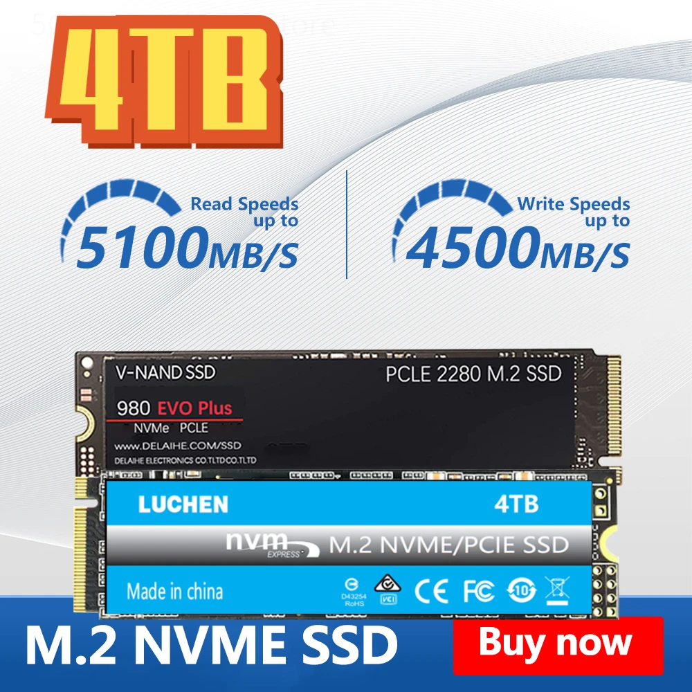 

Original Packaging 4TB NVME PCIe 4.0 NGFF 2280 1TB 2TB SSD Internal Solid State Hard Drive For Laptop Desktop MLC PC Computer