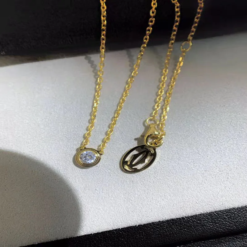 Elegant and Fashionable Single Zircon Pendant Necklace Original Exquisite Women's Wedding Festival Party Jewelry Gift