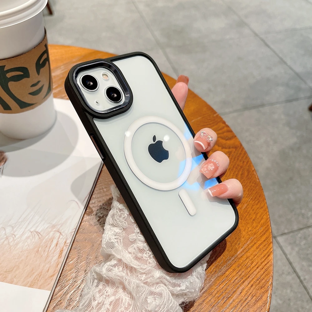 

For iPhone 13pro 12pro Magnetic Wireless Charging Case for iPhone 12 13 Pro Max Transparent Magsafing Shockproof Soft TPU Cover