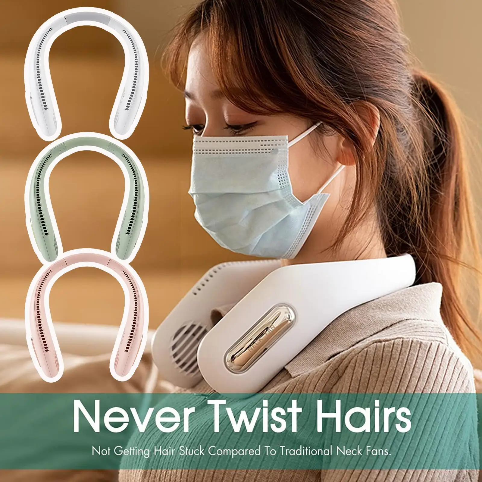 

Новый летний портативный Перезаряжаемый вентилятор, спортивный безлопастный шейный вентилятор, подвесной мини-вентилятор для охлаждения ...