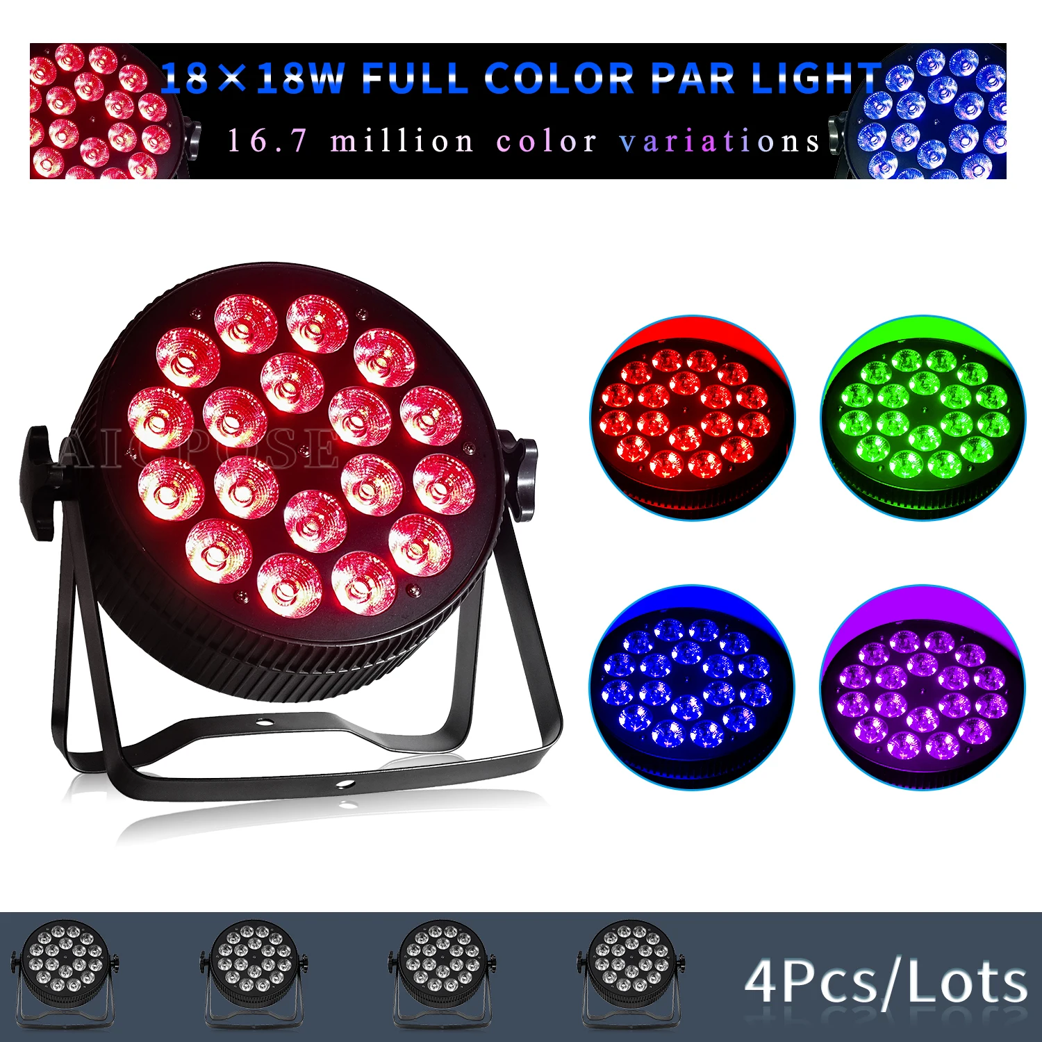 

4Pcs/Lots 18x12W RGBW/18x18W RGBWA UV 6 in 1 LED Par Light DMX512 Control Aluminum Stage Light DJ Disco Wedding Party Lighting