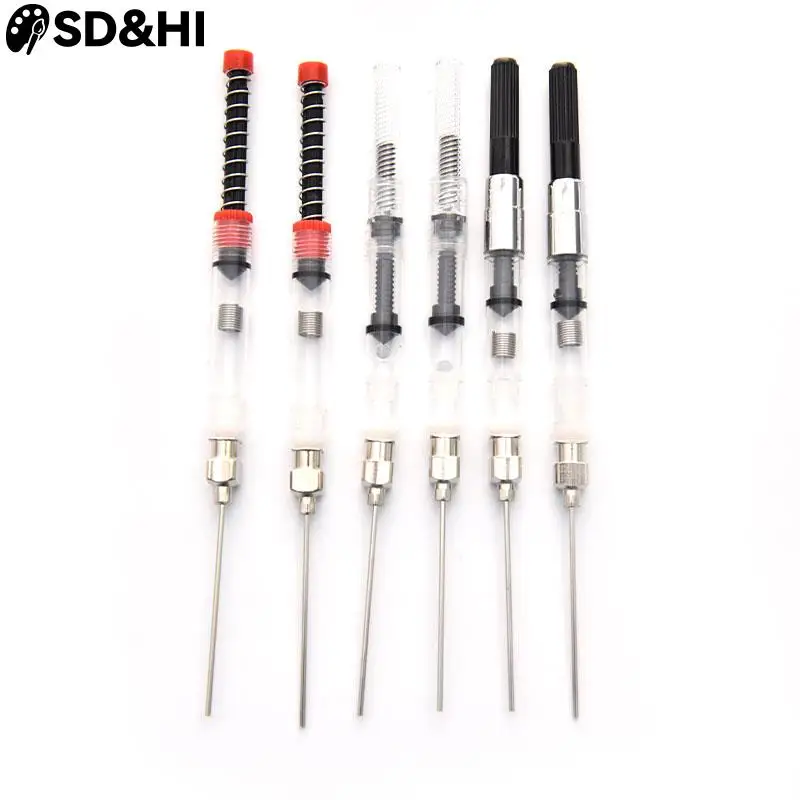   3pcs/6pcs Fountain Pen Ink Cartridge Converter Filler Ink Pen Ink Sac Syringe Device Tool Stationery Office Supplies 