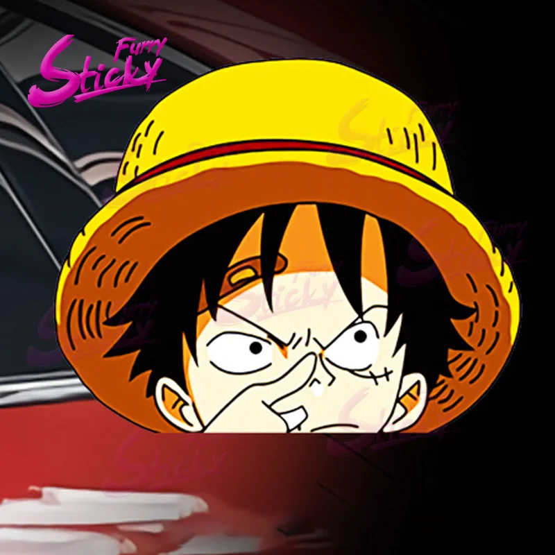 

Furry Sticky Funny Luffy Peeking Anime Car Sticker Decal Car Accessories Bumper Helmet Trunk Laptop Stickers