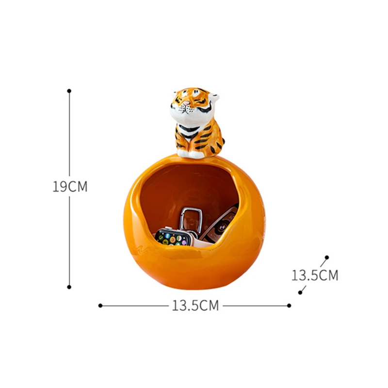 Tiger Symbol 2022 Home Decor Figurine Ceramic Storage Box Figurines Jewelry Tray Living Room Decoration Ornaments New Year Gift |