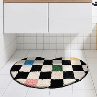 bathroom rug bean shape grid mat fluffy entrance carpet area floor pad doormat tidy aesthetic home room decor rugs