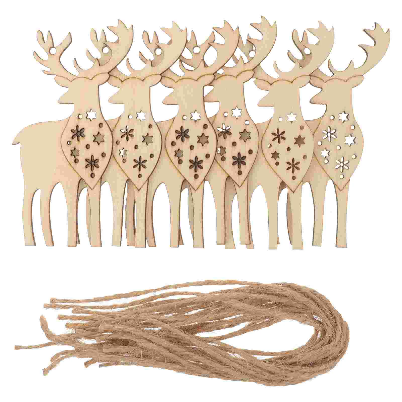 

20 Pcs Chirstmas Gifts Wooded Chip Wooden Chritmas Xmas Drawing Pendants Graffiti Rope