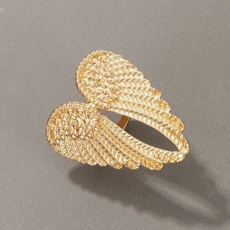 Retro Silver Angel Wing Women 's Ring Punk Geometry Alloy Simple United Midi Ring Gothic Creative Jewelry