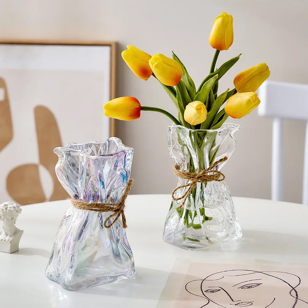 

Скандинавская нестандартная стеклянная ваза, украшение для гостиной, спальни, рабочего стола, Креативные аксессуары для цветов, современный минималистичный домашний декор, подарок