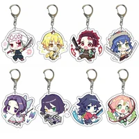 anime demon slayer keychain kimetsu no yaiba tanjirou nezuko acrylic key chain backpack keyring accessories jewelry fans gift