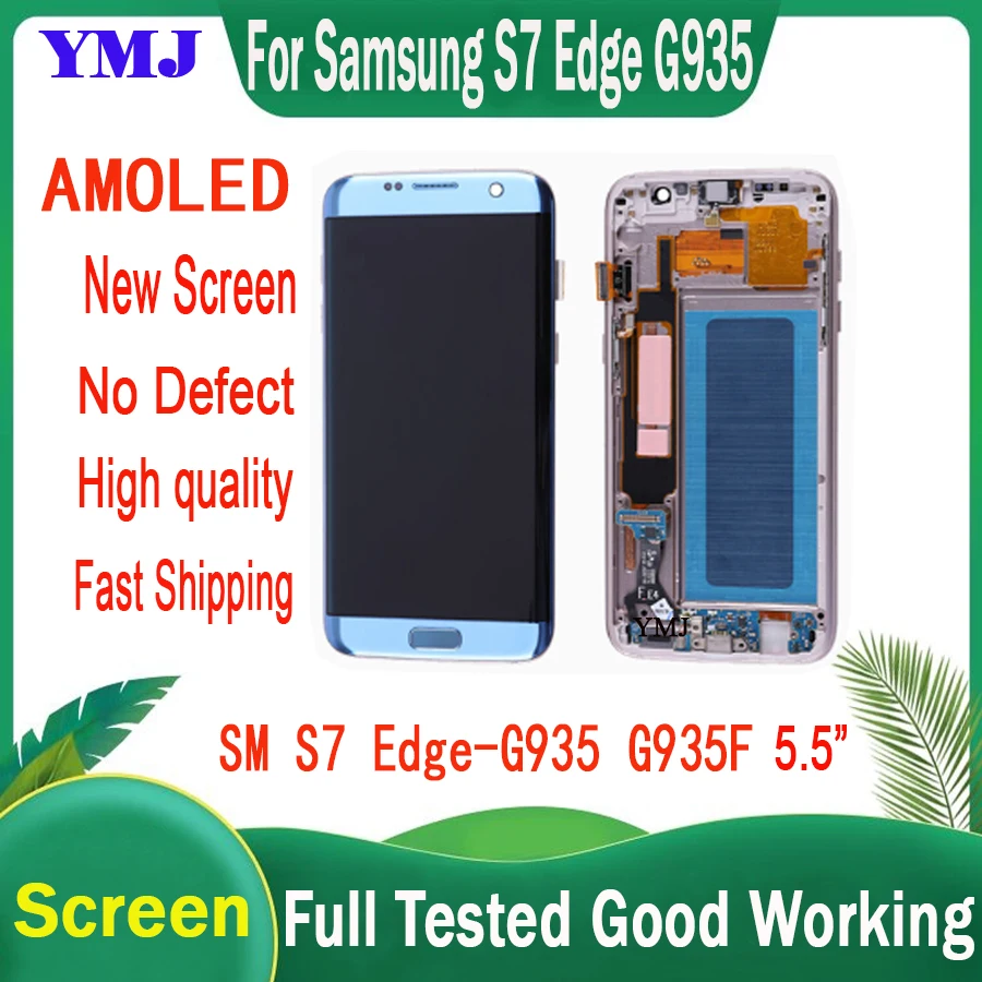 

Бесплатная доставка для Samsung Galaxy S7 Edge G935F SM-G935FD, ЖК-дисплей с сенсорным экраном 5,5 дюйма, проверенный, высокое качество, ЖК-дисплей
