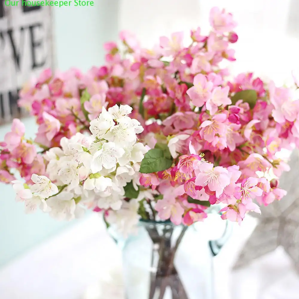 

High Quality Artificial Flowers Leaf Cherry Blossoms Floral Wedding Bouquet Hot Party Decoration New Fleurs Artificielles