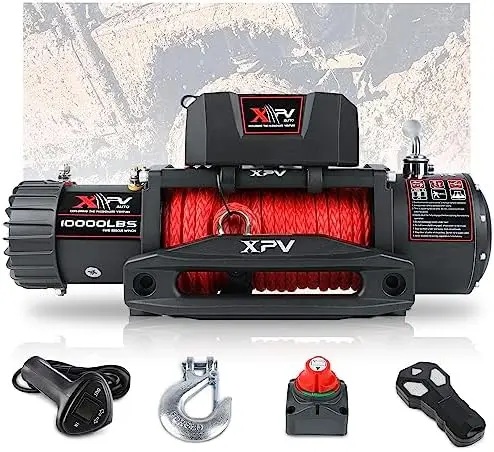

10000 lb. Winch Truck Winch Waterproof IP67 Winch Synthetic Rope Kit with Wireless Handheld Remotes and Wired Handle for 4WD 4