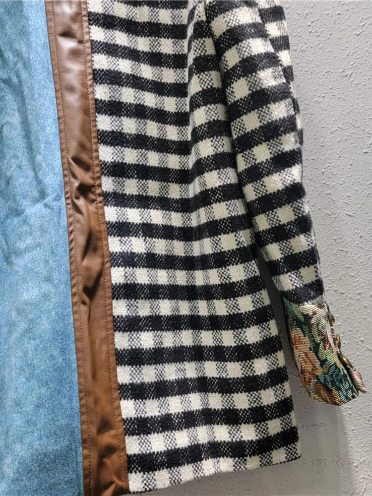 Женский блейзер в клетку DEAT модный Блейзер составного кроя с отложным воротником