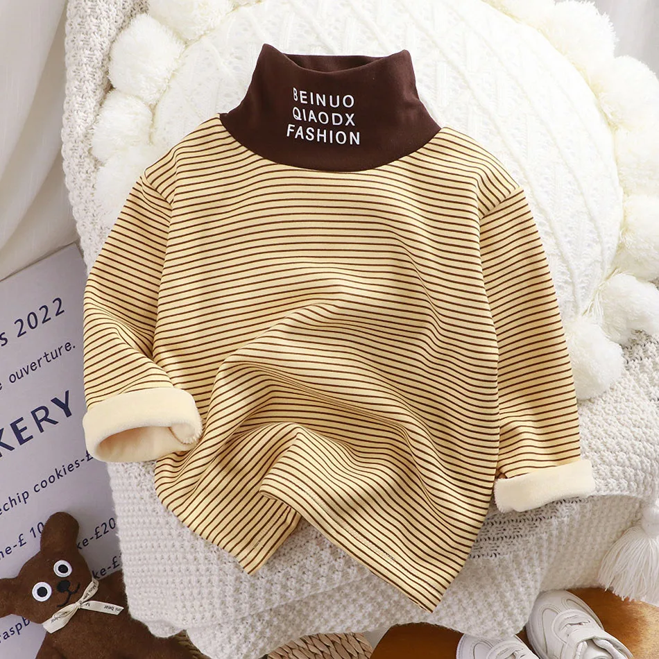 

Children Clothing Baby Boy Keep Warm Sweaters Clothes Children Thickening Loose Sweater Kids Solid Color Turtleneck Clothes