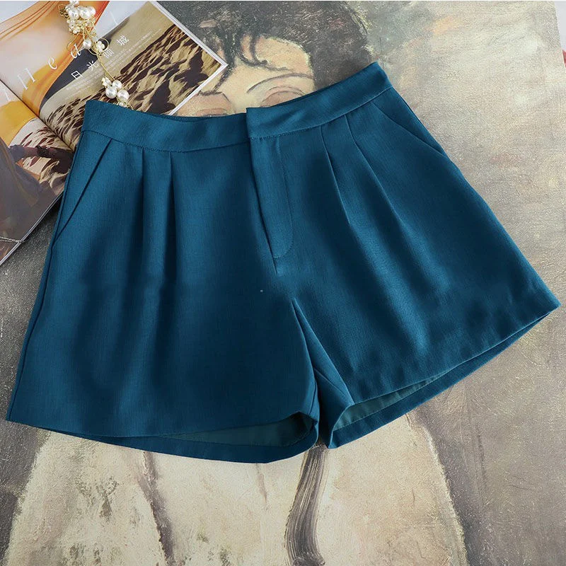 Two Pieces Set Women 2021 Summer Single Button Loose Ruffle Blazer Suits Solid Short Sleeve Shorts Office Ladies Suits Large