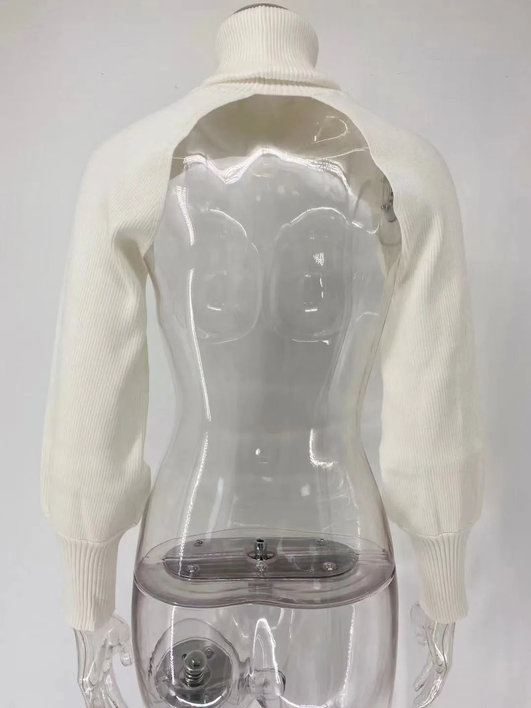 Женский трикотажный свитер с высоким воротником и длинным рукавом - купить по