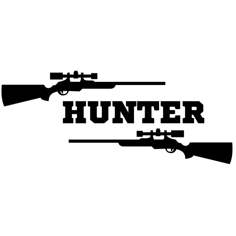 Наклейка для автомобилей LYKX Hunter with Two Guns Sniper Rifle Funny Car Sticker, внешние аксессуары для автомобилей и мотоциклов, виниловая наклейка 20см*8см.