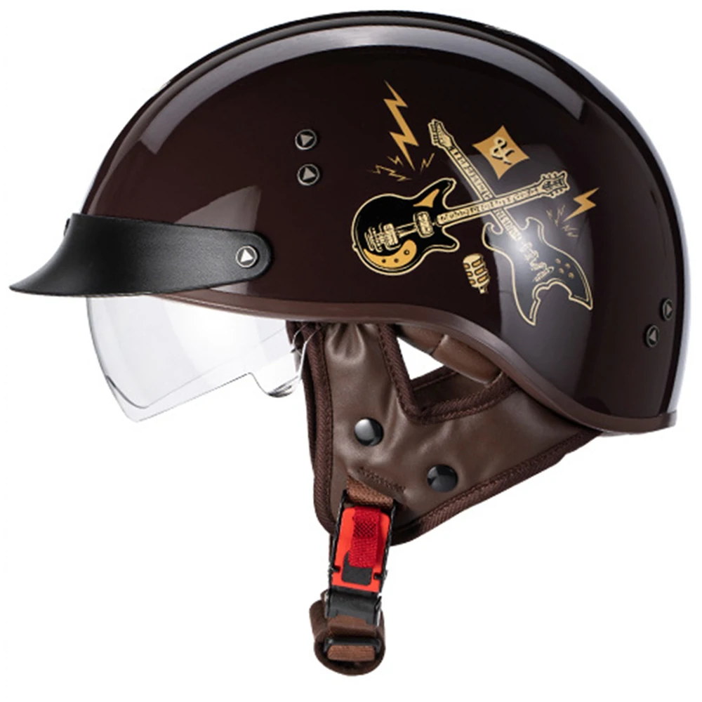 

Мотоциклетный шлем в стиле ретро, всесезонный, половинчатый, для езды на мотоцикле, скутере