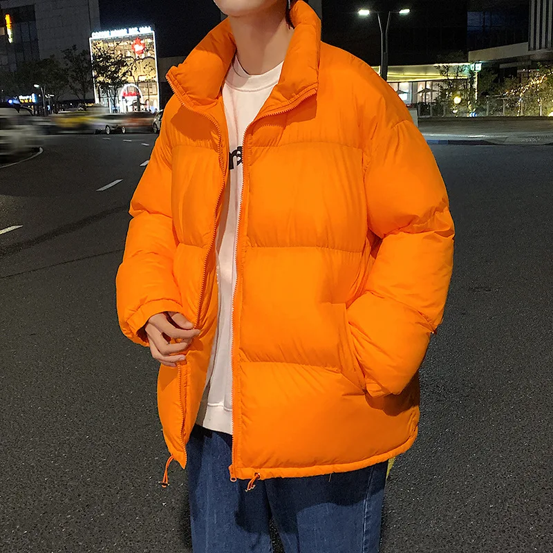 Solid Color Stand Collar Cotton Coat For Men's Casual Coat Winter Cotton Padded Coat Outdoor Warm Cotton Jacket