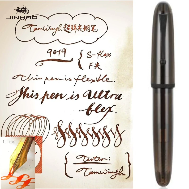 Фото Ручка-перо Jinhao 9019 Super Elastic Flex с гибким наконечником для скетчинга, рисования цветов, круглой и готической каллиграфии, школьные принадлежности, канцтовары №2
