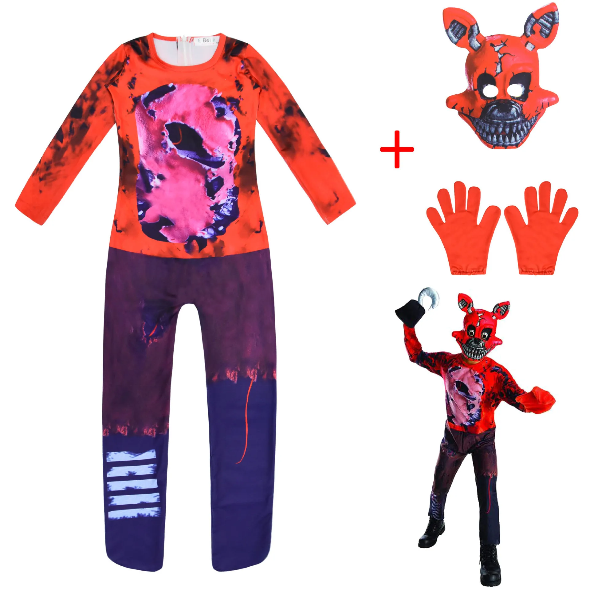 KIDS FNAF Cosplay Costume Freddyys Fazbears Bear Foxy Rabbit Bonnie Chica Peluche Juguetes Nightmare Red Scare Halloween Costume