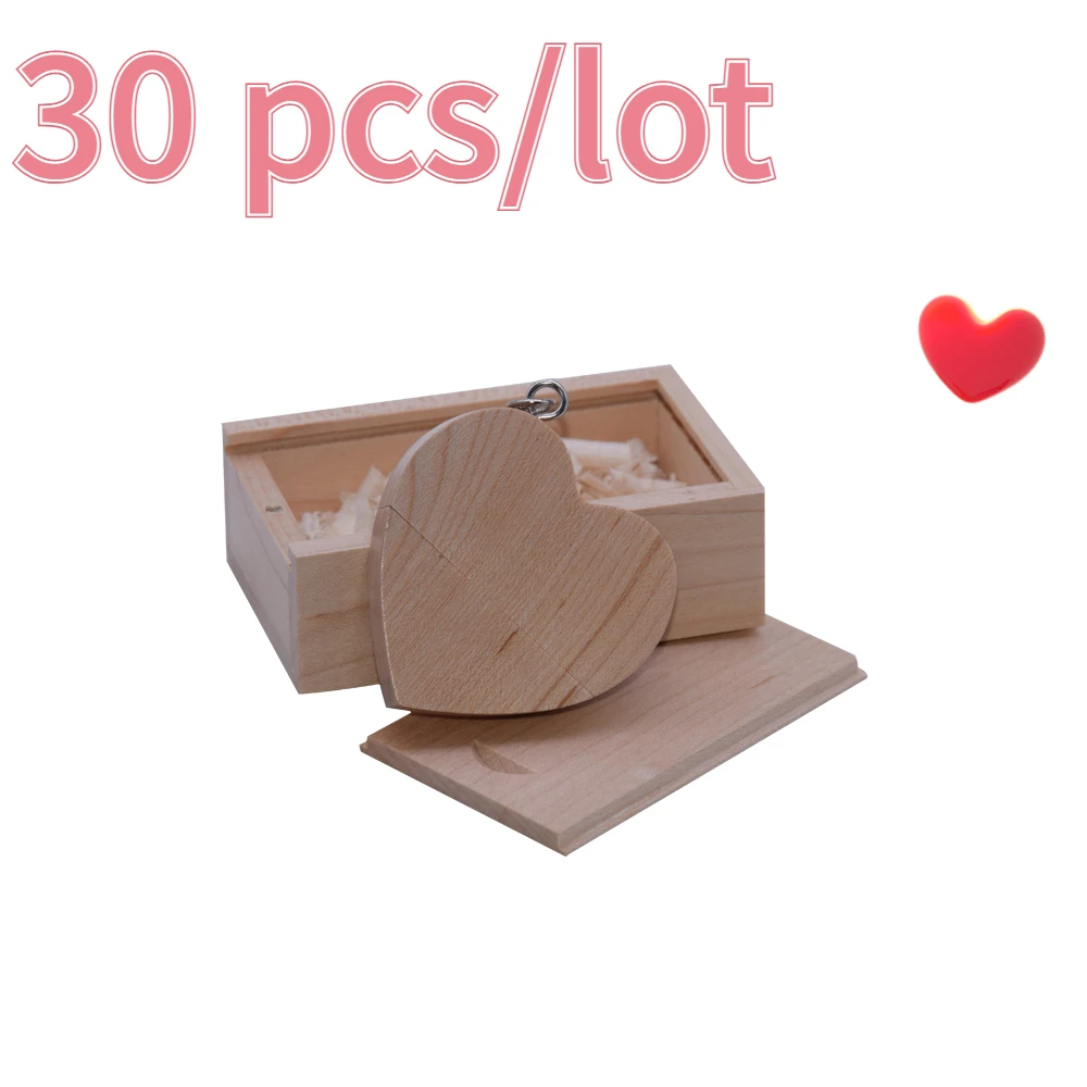 free custom logo wooden Heart USB + BOX USB Flash Drive Pendrive 64GB 32GB 16GB 8GB U Disk photography wedding gifts