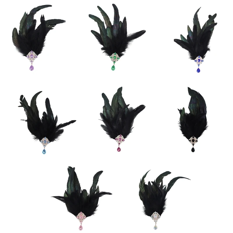 

Delicate Medieval Feather&Rhinestones Headband Woman Festival Hairband/ Hairpin