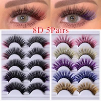 5 pairs hybrid color false eyelashes fashion eyelash extension 3d faux mink reusable beauty delicate fluffy eye makeup