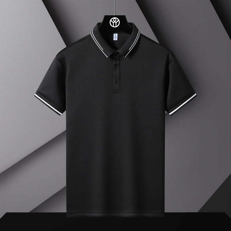 Повседневная 2023 летняя однотонная черно-белая рубашка поло с коротким рукавом
