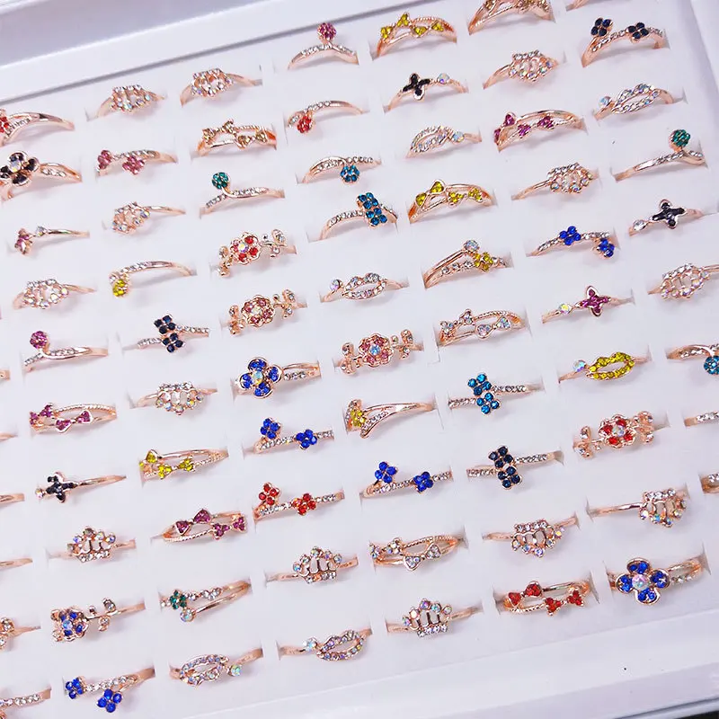 

50 шт. корейские свадебные кольца розовое золото обручальное кольцо ювелирные изделия обещание Любовь круглые обручальные кольца для женщи...