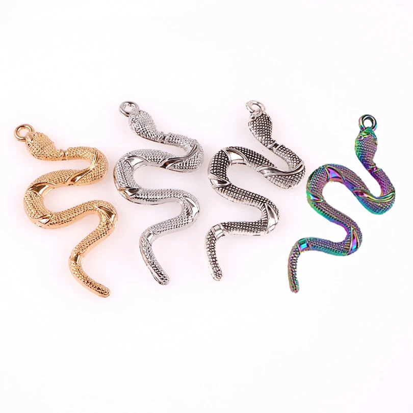 

5pcs/lot Antique Silver Gold Plated Snake Rainbow Charm Alloy Pendant Charms for Jewelry Making Diy Keychain Necklace Craft