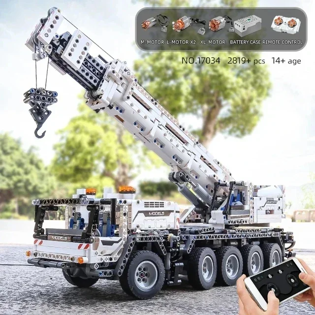 

MOULD KING 17034 Technical Motorized Crane MK II Building Block APP Control Mobile Crane Bricks Toys MOC Kids Gifts