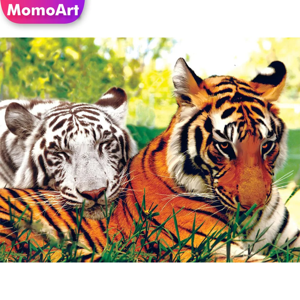 

MomoArt Full Square Diamond Embroidery Tiger Picture Rhinestones Diamond Painting Animal Needlework Mosaic DIY Handmade Hobby