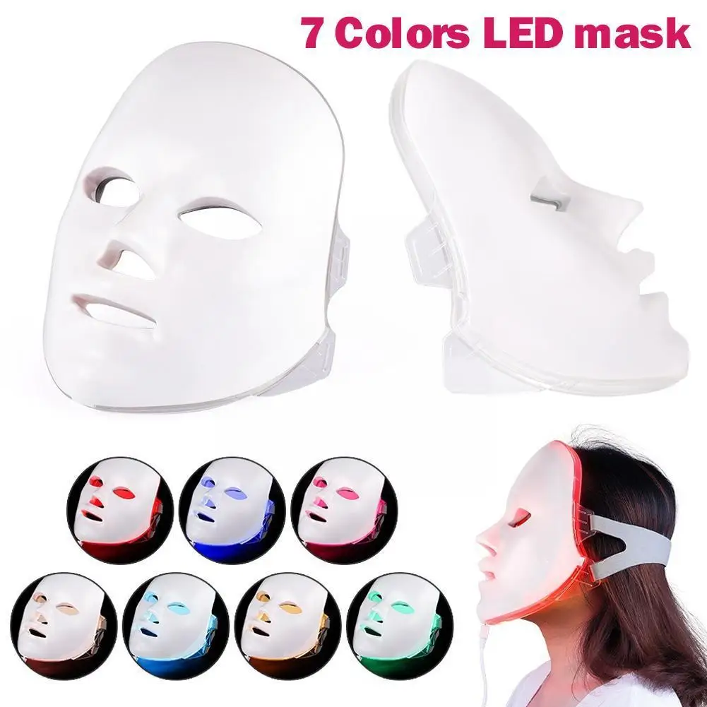 

7Colors LED Light Photon Facial Mask Skin Care Rejuvenation Anti Acne Device Therapy Wrinkle Skin Whiten Tighten Face Beaut O9L3