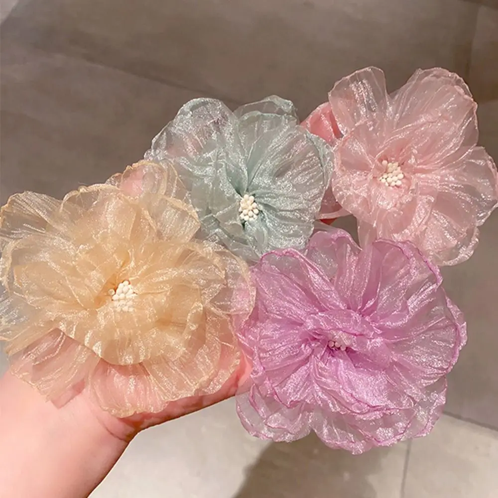 

Mesh Flower Children's Hair Clip Sweet And Cute Princess Style Side Clip Headdress Girl Baby Duckbill Headdress