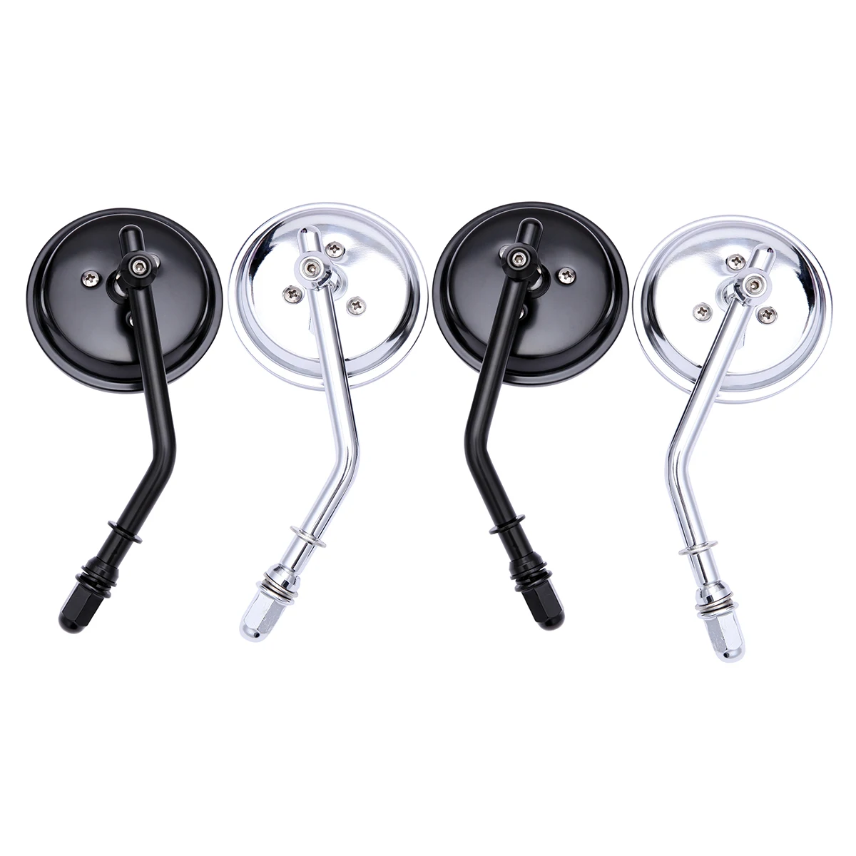 Черное/хромированное мотоциклетное зеркало с коротким стержнем 8 мм 3 дюйма